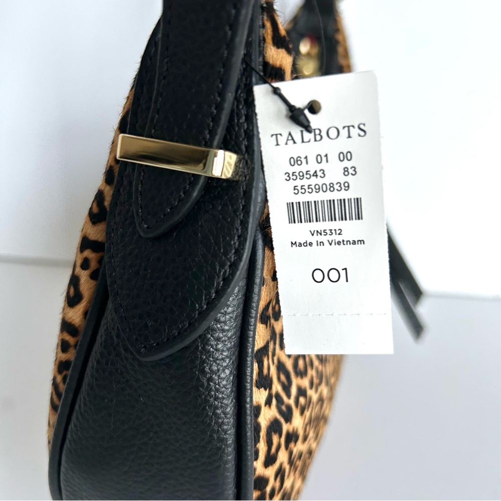 🍂NWT Talbots Leopard Calf Hair Crescent Shoulder Bag - Picture 6 of 13